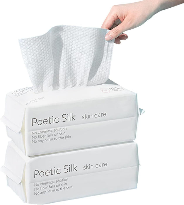 Aputue Face Towel, 200 Counts Lint-Free Disposable Wipes, Multipurpose Cleaning Towels for Face and Surfaces, Soft Cotton Dry Tissues for Travel and Home Use