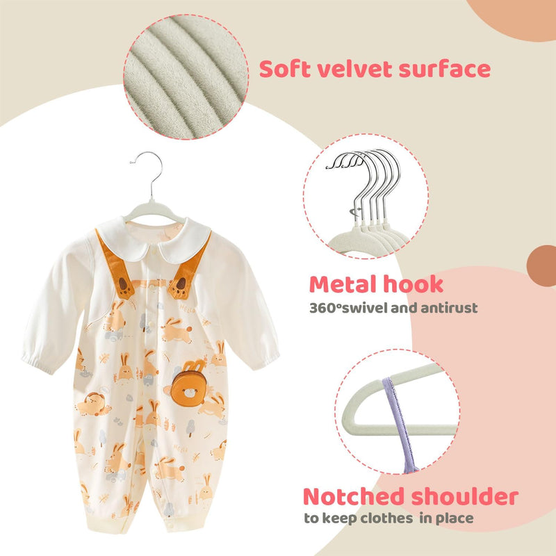 ManGotree Baby Velvet Clothes Hangers, Kids Toddler Children's Hangers for Clothes Space Saving Non-Slip (30 Pack, White)