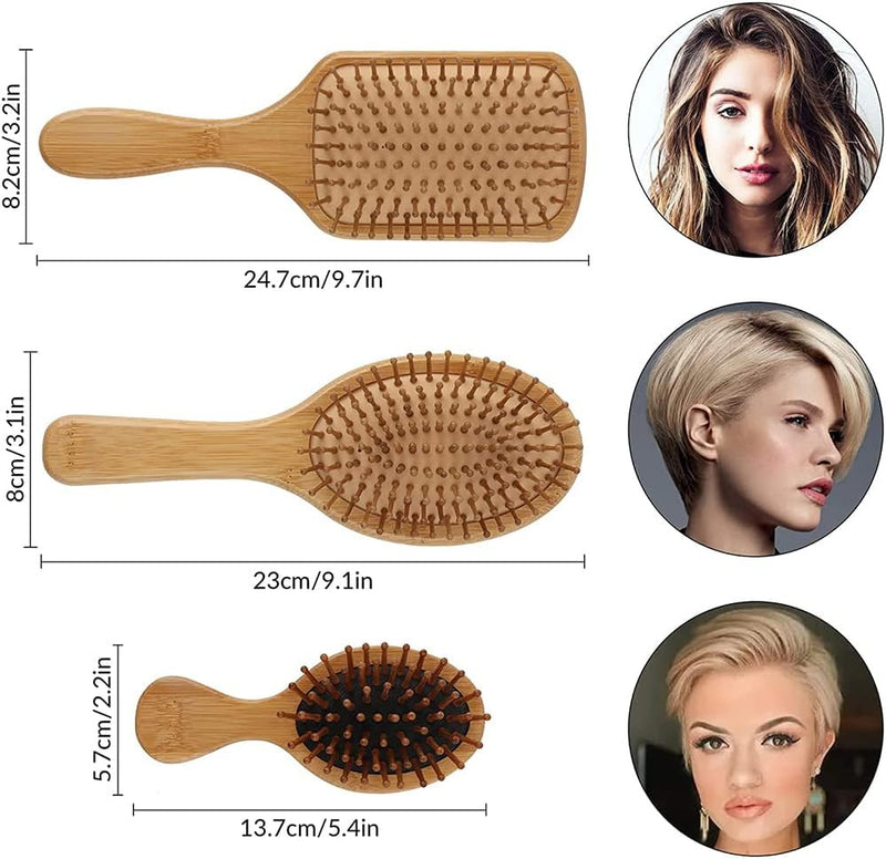 Homarket Paddle Hair Brush, Detangling Brush and Hair Comb Set for Men and Women, Great On Wet or Dry Hair (Black-4pcs)