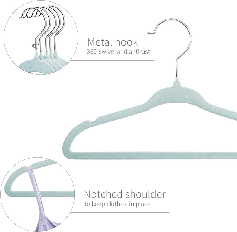 ManGotree Baby Velvet Hangers, Infant and Toddler Hangers, Non-Slip Children Hangers, Ultra-Slim Space Saving Kids Hangers, Sturdy Clothes Hangers 15 Pack (White)