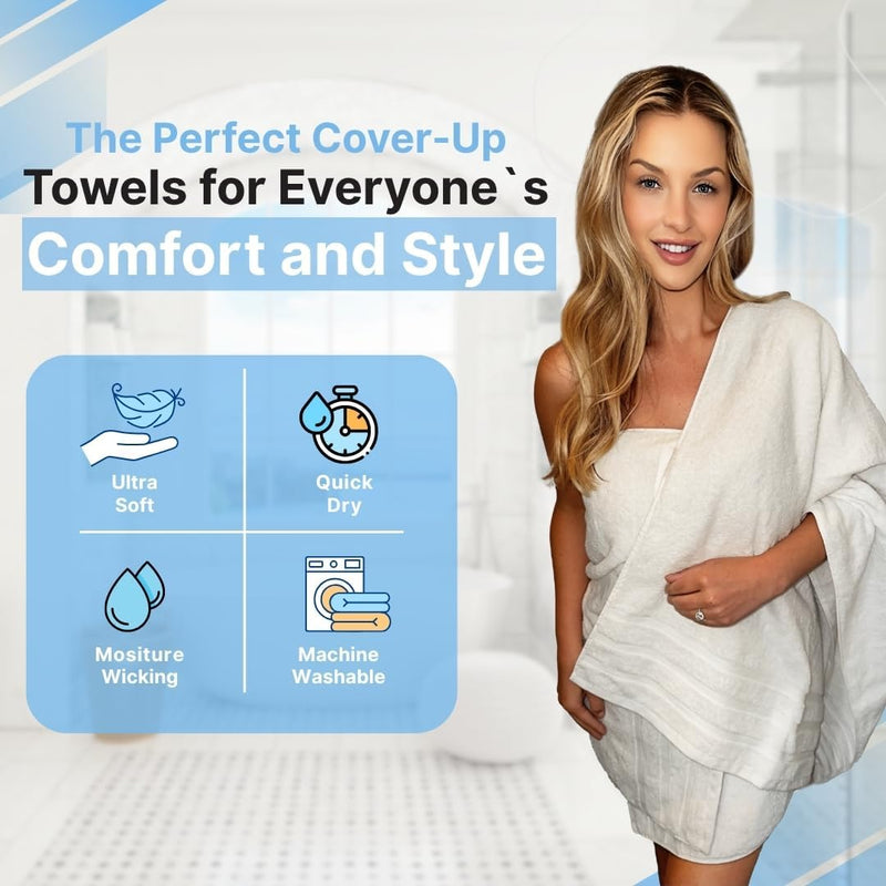 Infinitee Xclusives Premium Cotton Bath Towels Set of 2 (70 x 140 cm) Soft, Highly Absorbent, Quick Dry Towels - Perfect Towels for Bathroom, Gym, Spa & Hotel (Brilliant White)