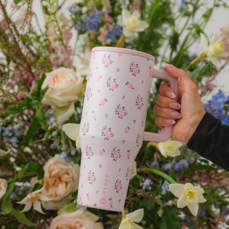 HydroJug Traveler - Modern 40 oz Tumbler with Handle & Simple Flip Straw - Car Cup Holder Friendly, Leak Resistant Water Bottle-Reusable Insulated Stainless Steel & Rubber Base - Gifts for Women & Men