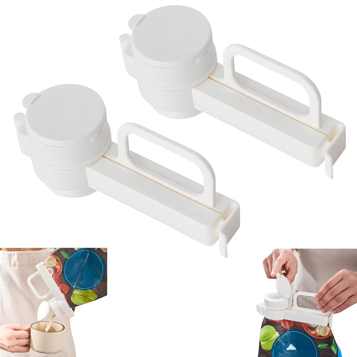 KASTWAVE Food Sealing Clip, 2 PCS Chip Bag Clips, Plastic Reusable Food Bag Clip with Pour Spout, Moisture-Proof and Fresh-Keeping, Kitchen Clips for Cereal, Snacks, White