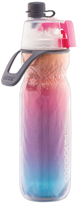 O2COOL Mist N' Sip Insulated Water Bottle - 20 oz, Raspberry Ombre Color | 2-in-1 Function, Double-Wall Insulation, BPA-Free | Perfect for Sports, Cycling & Outdoor Activities