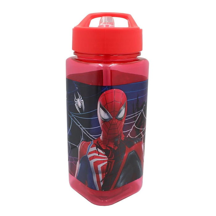 Spider-Man 2 Square Water Bottle with Straw, 500 ml Capacity