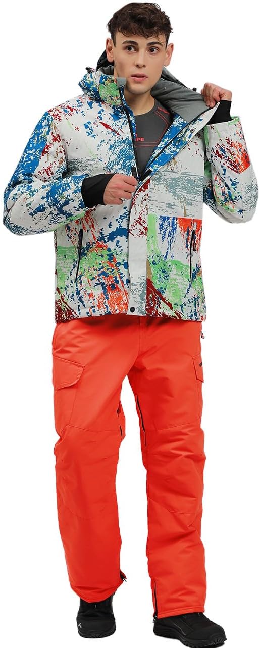 HOTIAN Men's Ski Jacket and Pants Set Snowboard Suit Waterproof SOutdoor Winter Snow Jackets Windproof Mountain Snowsuit