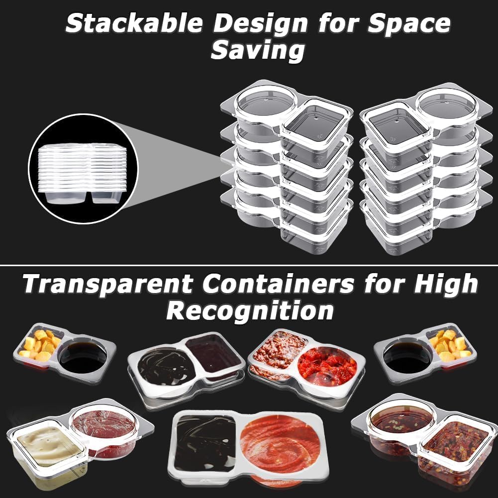 AMERTEER 20 PCS Reusable Snack Container, Leakproof Containers, Disposable Leakproof Food Storage, Compartment Snack Containers with Lids For On-the-Go Meals and Camping Travel Snack – image 4