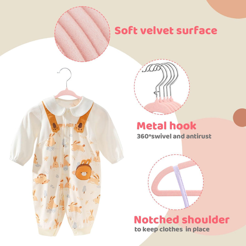 ManGotree Baby Velvet Clothes Hangers, Kids Toddler Children's Hangers for Clothes Space Saving Non-Slip (30 Pack, White)