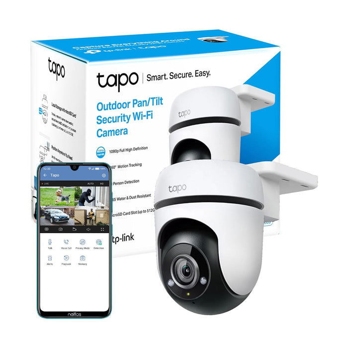 Tapo 1080p Full HD Outdoor Pan/Tilt Security Wi-Fi Camera, 360° Motion Detection, IP65 Weatherproof, Night Vision, Cloud &SD Card Storage, Works with Alexa&Google Home (Tapo C500) White