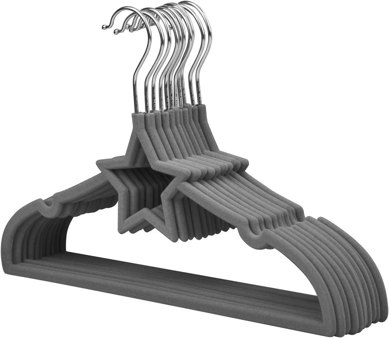 ManGotree Pack of 15 Star-Shape Velvet Baby Clothes Hanger Children’s Coat Hanger Kids Clothes Hanger with Notched Shoulder and Non Slip Design for Newborn to Toddler Clothes (Pink Star-shaped)