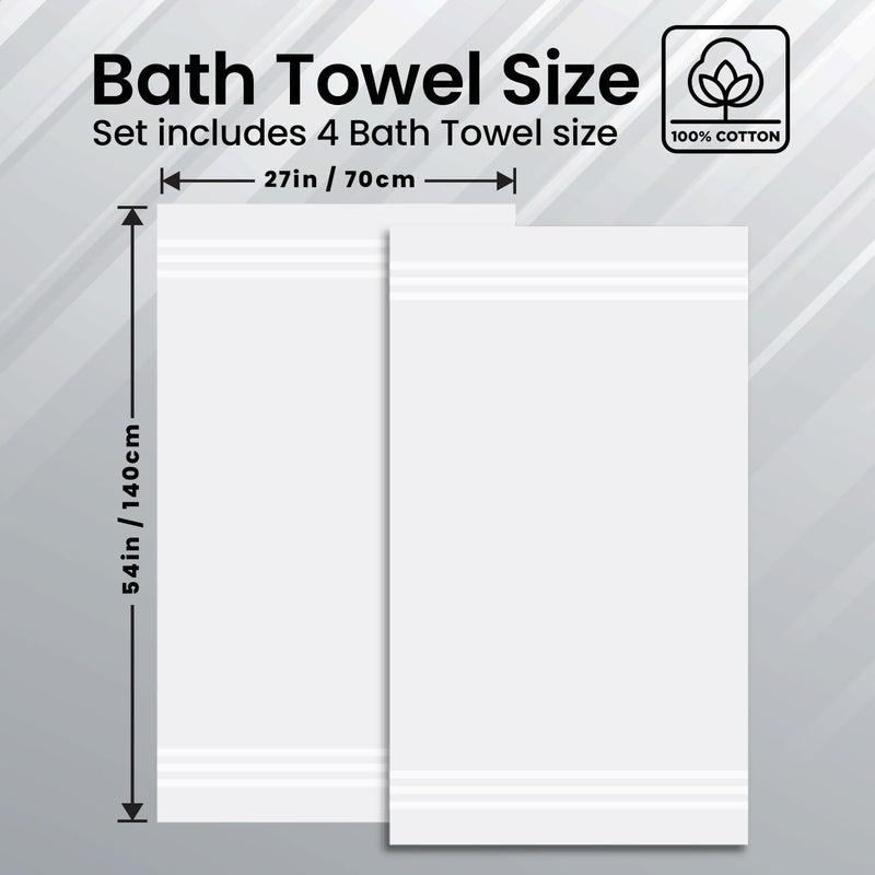 Infinitee Xclusives Premium Cotton Bath Towels Set of 2 (70 x 140 cm) Soft, Highly Absorbent, Quick Dry Towels - Perfect Towels for Bathroom, Gym, Spa & Hotel (Brilliant White)
