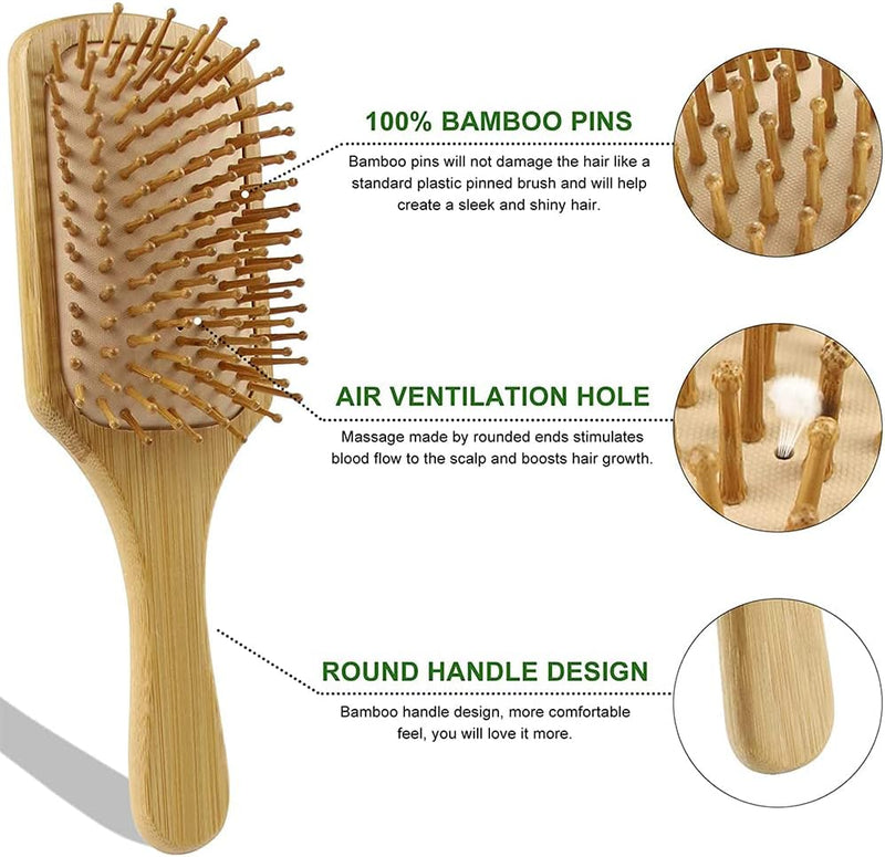 Homarket Paddle Hair Brush, Detangling Brush and Hair Comb Set for Men and Women, Great On Wet or Dry Hair (Black-4pcs)