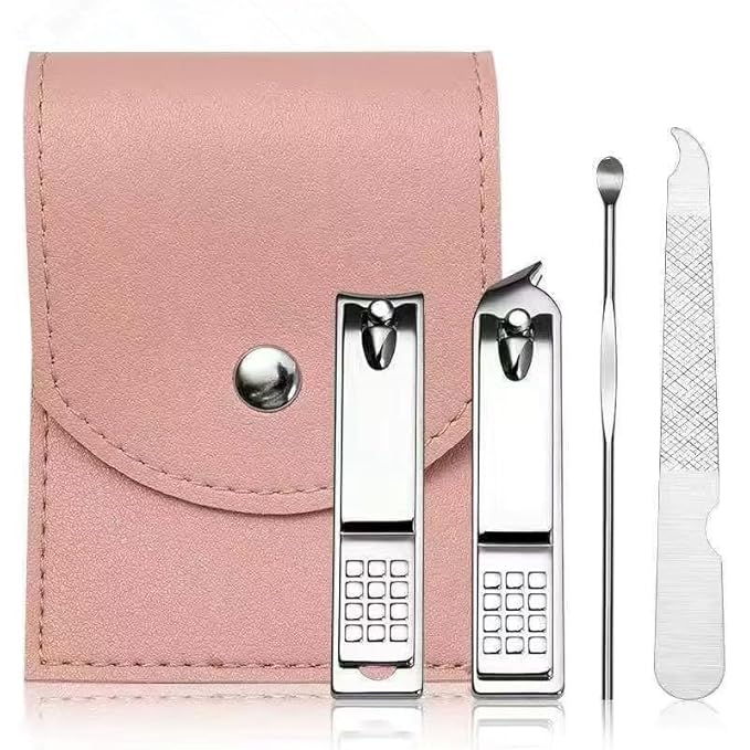 4 Sets Manicure Set Nail Clippers Pedicure Kit Stainless Steel Professional Pedicure Set Grooming Kits Nail Care Tools with Luxurious Travel Case for Nail Care