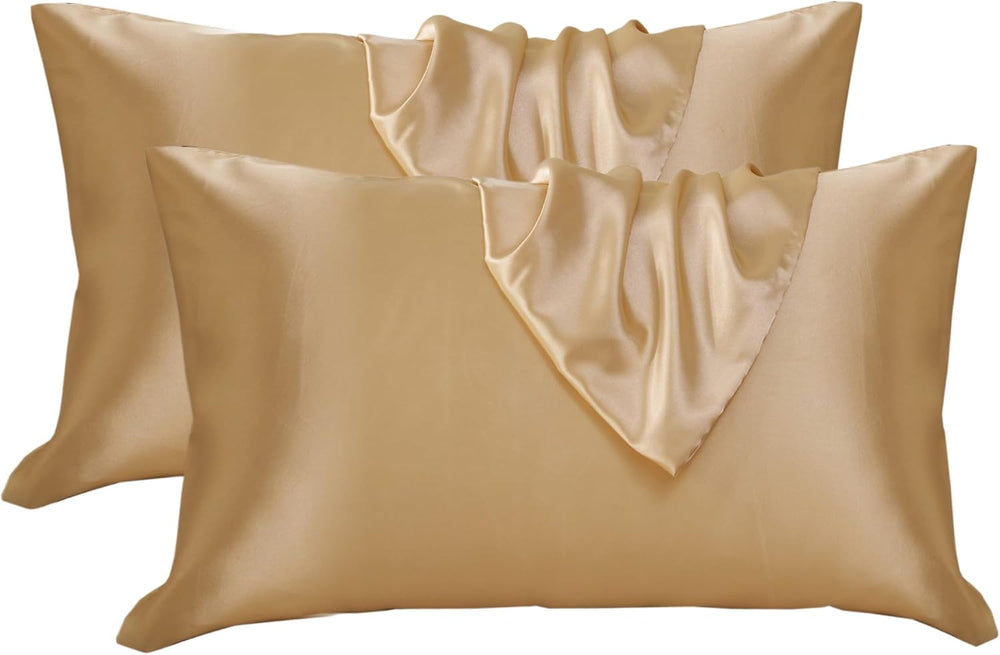 DONETELLA Satin Silk Pillowcases for Hair and Skin Soft & Smooth Pillow Covers, King Size 50x75 CM, Set of 2 Envelope Closure, No Pillow Insert (غطاء الوسادة)