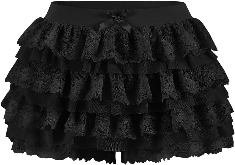 Women Y2K Lace Multi-Layered Bloomers, Lolita Ruffle Shorts, Sexy Short Pumpkin Pants, Elastic Waist Sweet Pettipants โ image 7