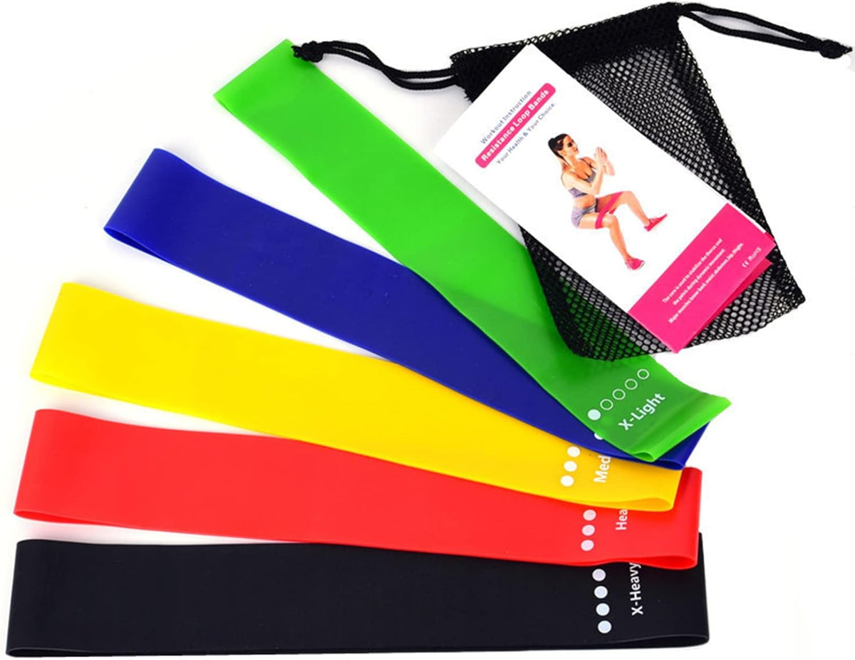 Ororitoli ECVV 6Pcs Resistance Bands Exercise Bands For Woman Yoga Resistance Loop Bands For Legs And Butt Workout Bands For Home Gym Fitness 5 Set With Bag, Black,Red,Blue,Yellow,Green – image 1