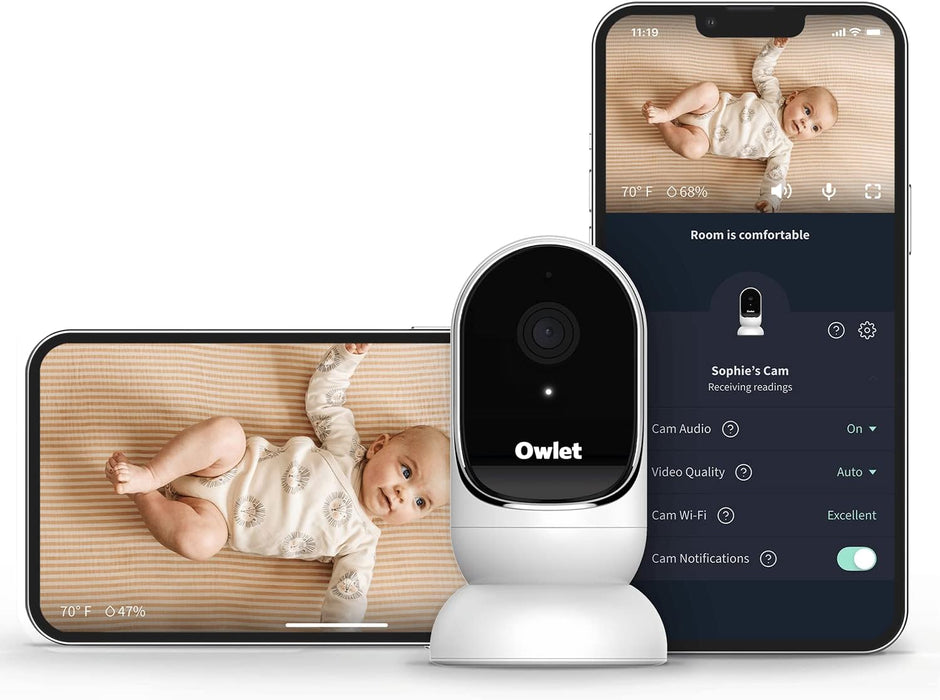 Owlet Cam 2 - Smart Baby Monitor Camera - Stream Secure HD Video and Audio with Night Vision, 4X Zoom, Wide Angle View and Sound, Motion and Cry Notifications - White