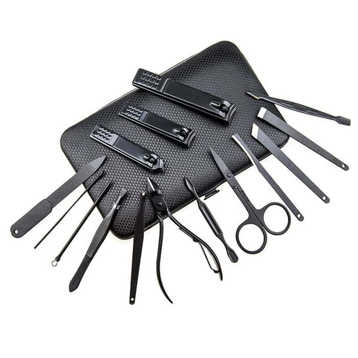 KASTWAVE Professional Pedicure Manicure Set, Stainless Steel Nail Care Tool with Cuticle Nail Cutter, Nail Scissors for Men and Women, Travel-Friendly with Exquisite Black Leather Box