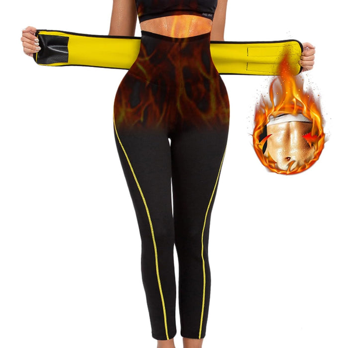 Women's high waist sauna leggings, slimming sportswear, stretch body shaping pants,Black,Small
