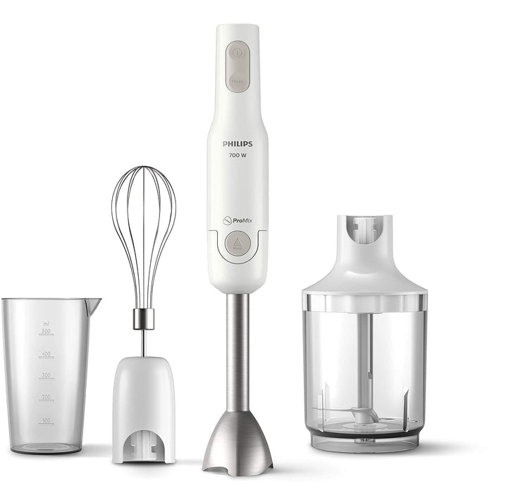 Philips Handblender Daily Collection - 700W, Includes Beaker + XL Chopper + Whisk, White - HR2545/01