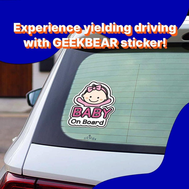 IKEEP Child Safety Car Decal - High-Visibility Baby on Board Sticker, UV-Resistant Weatherproof Vinyl for Cars & SUVs, Easy Application Adhesive (Cute Design, Set of 1)