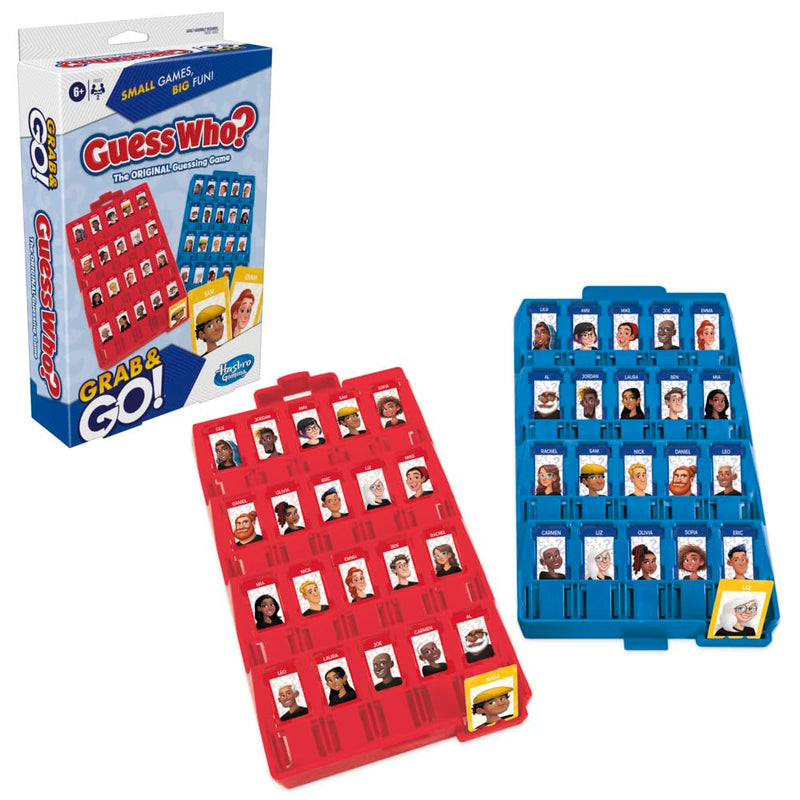 Hasbro Gaming Guess Who? Grab and Go Game, Original Guessing Game for Kids Ages 6 and Up, Portable 2 Player Game, Travel Game for Kids