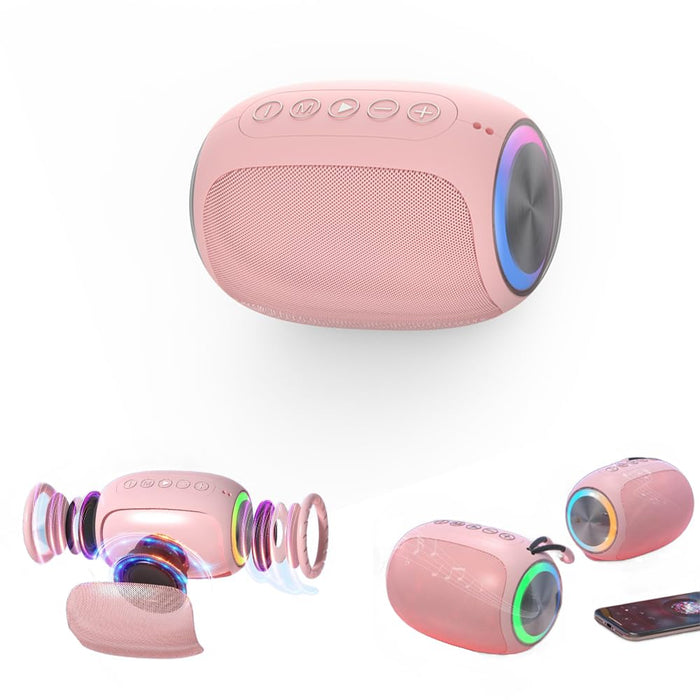 Azonee Portable Bluetooth Wireless Speaker - Crisp Sound, Multiple Play Modes, Ideal for Home and Outdoor Use, Compatible with Cellphones and PCs, Household Luminous High Volume Subwoofer (Pink)