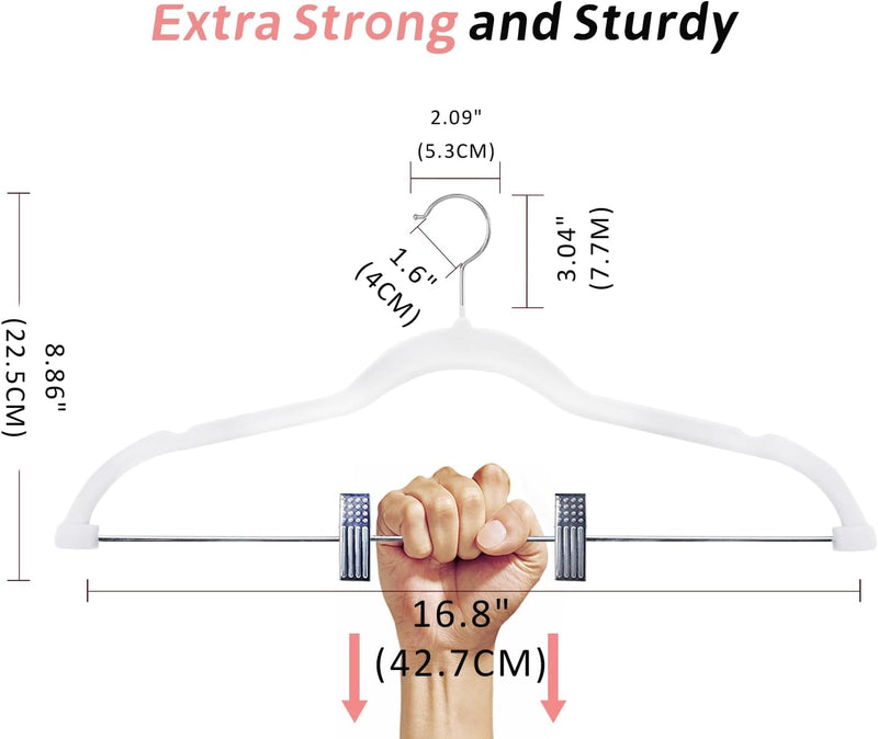 ManGotree 30 cm Baby Velvet Hangers with Movable Clips, Non-Slip Kids Felt Hangers, Ultra-Thin Space-Saving Children's Clothes Hangers for Skirts, Pants, Dresses, Shirts, Jackets (16 Pack, Pink)