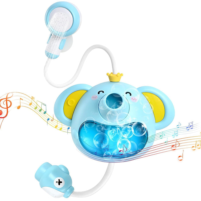 KASTWAVE Baby Bath Toy with Shower Head, Elephant Water Spray Squirt Shower Faucet and Automatic Bubble with Music & Light, Bathtub Water Pump Summer Essentials for Toddlers and Kids Ages 1-3