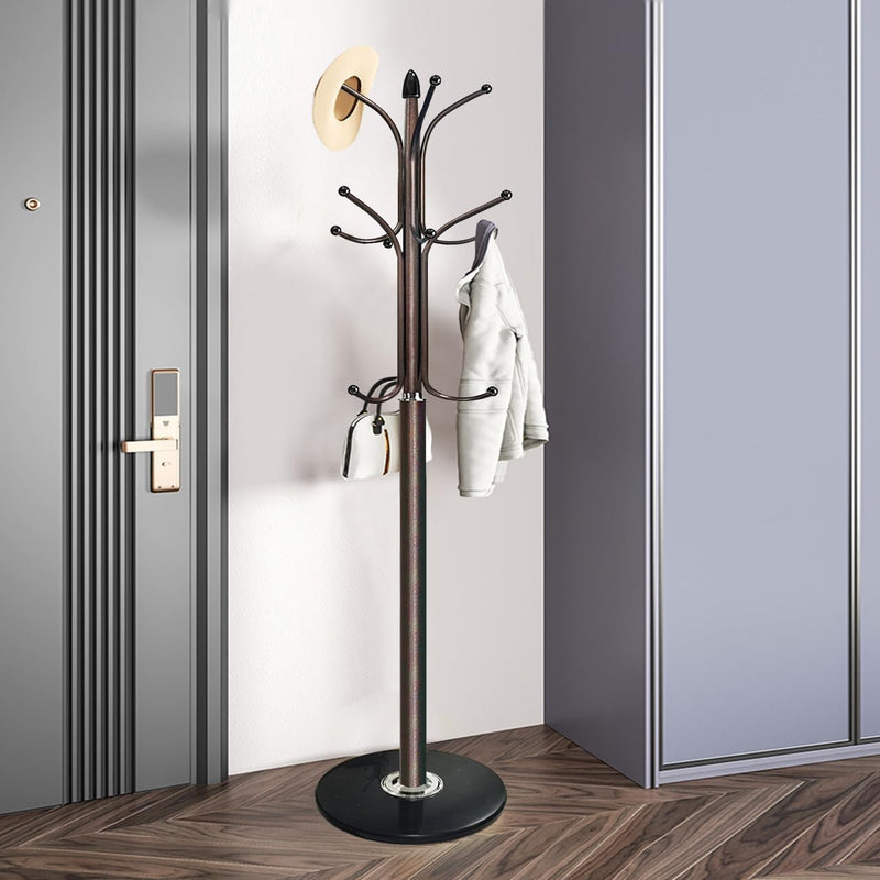 ORCHID M® Coat Racks, Coat Stand Metal Hat Heavy Bedroom Hallway Free Standing Clothes Hat Rack Hangers Hat Hanger Holde (White)