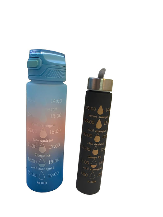 800 ml and 280 ml Reusable Water Bottles, Set of 2, mix colour,Leakproof BPA Free Water Bottle, 800ml, One-Click Lock, for Gym, Yoga, Running, Sports, Travel, Camping, Hiking,Kids and School Water Bot