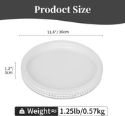 Hanobe Decorative Serving Tray Wood: White Washed Bead Round Tray Decor for Coffee Table Rustic Wooden Trays Farmhouse Centerpiece for Living Room Kitchen Counter