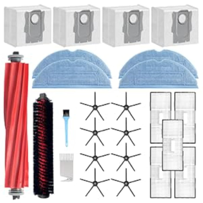 AKUSCON Replacement Parts for Roborock S7 MaxV Ultra / S7 Pro Ultra Vacuum Cleaner,Accessories Kit inclue 1 Roller Brush,1 Self-Cleaning Brush,4 Filter,8 Side Brush,4 Mopping Cloth,4 dust Bags