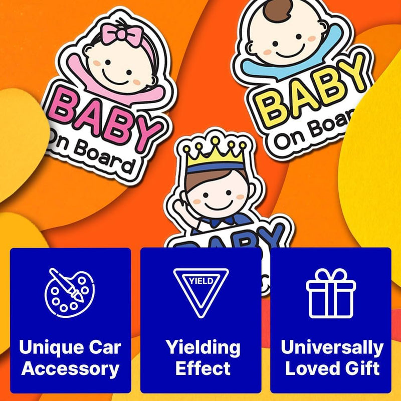 IKEEP Child Safety Car Decal - High-Visibility Baby on Board Sticker, UV-Resistant Weatherproof Vinyl for Cars & SUVs, Easy Application Adhesive (Cute Design, Set of 1)