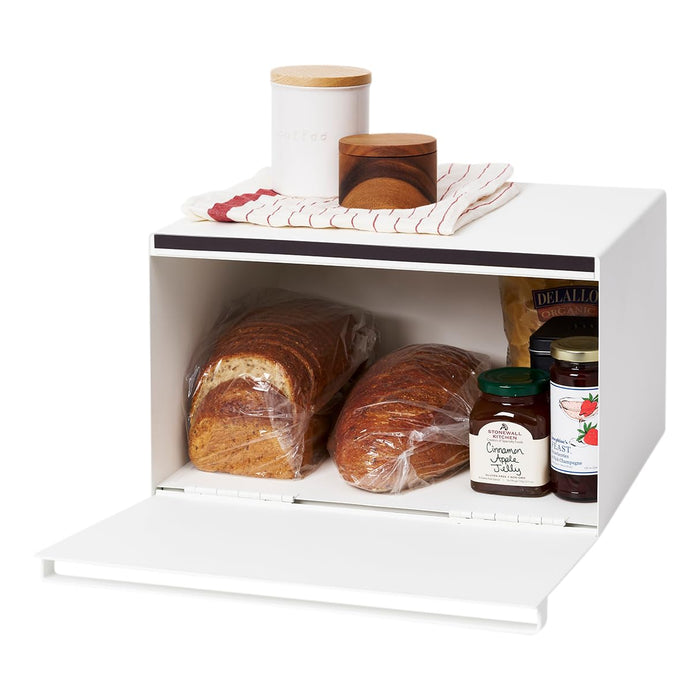 Yamazaki Home Bread Box - Steel Kitchen Counter Storage Food Container Holder, Steel, Handles, No Assembly Req.