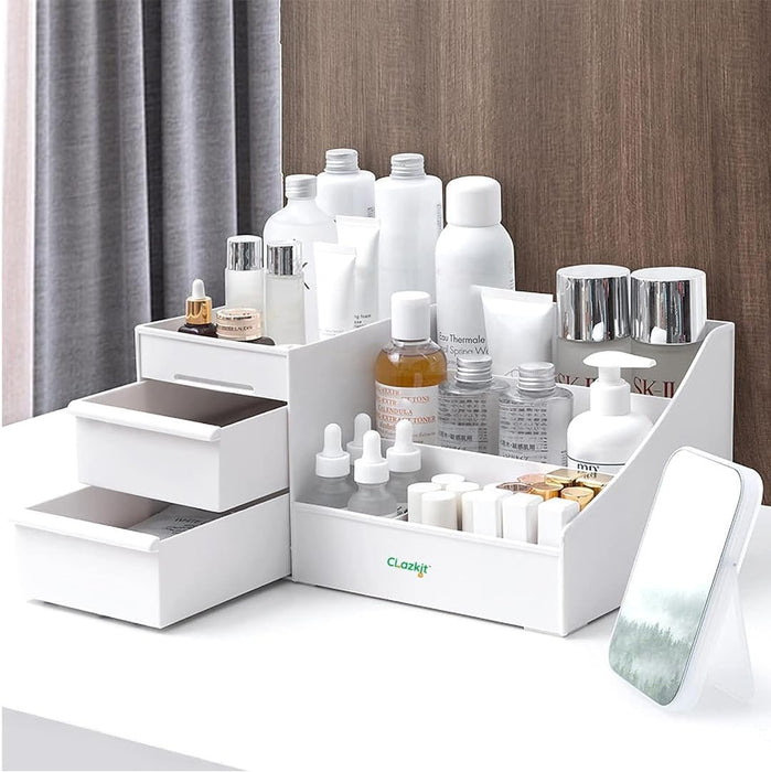 Clazkit Cosmetic Organizer Box Drawers Storage Plastic Stationary Box | Make Up Organiser For Women