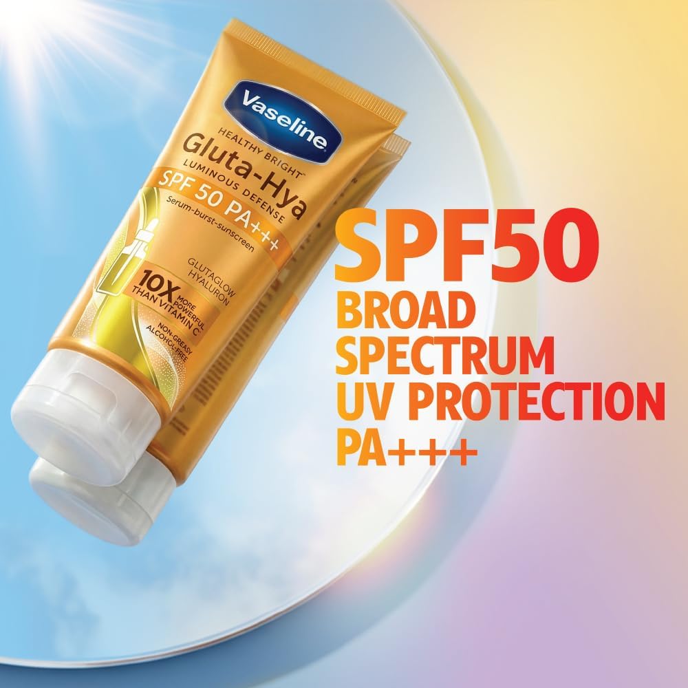 Gluta Hya - Antioxidant SPF 50 PA+++ Sunscreen for Face & Body Glutathione & Hyaluronic Acid infused Sunscreen 175 ML