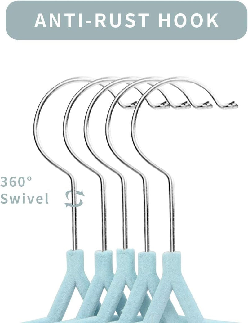 ManGotree Baby Velvet Hangers, Infant and Toddler Hangers, Non-Slip Children Hangers, Ultra-Slim Space Saving Kids Hangers, Sturdy Clothes Hangers 15 Pack (White)