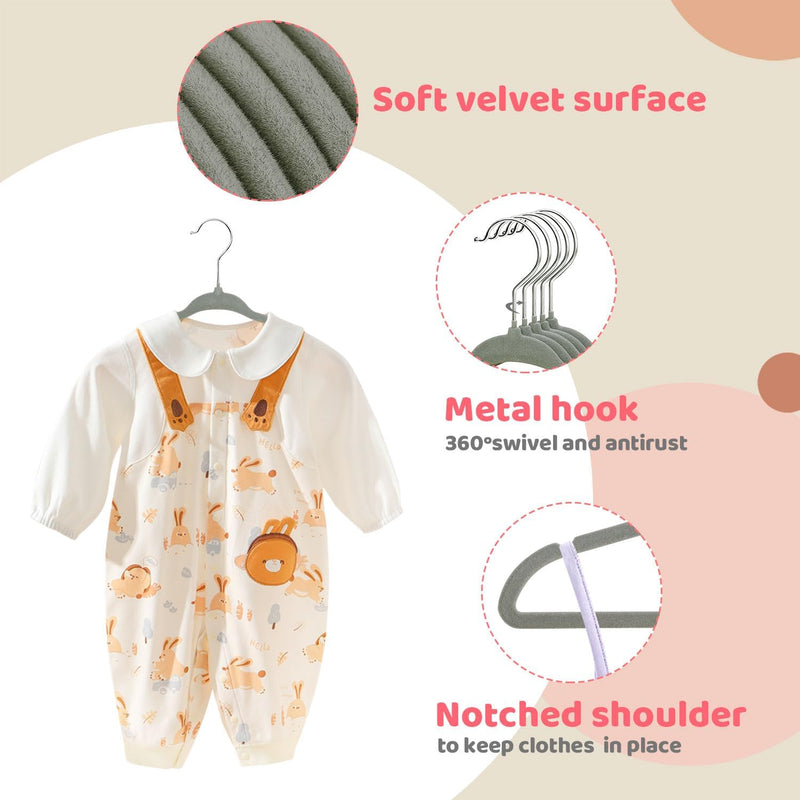 ManGotree Baby Velvet Clothes Hangers, Kids Toddler Children's Hangers for Clothes Space Saving Non-Slip (30 Pack, White)