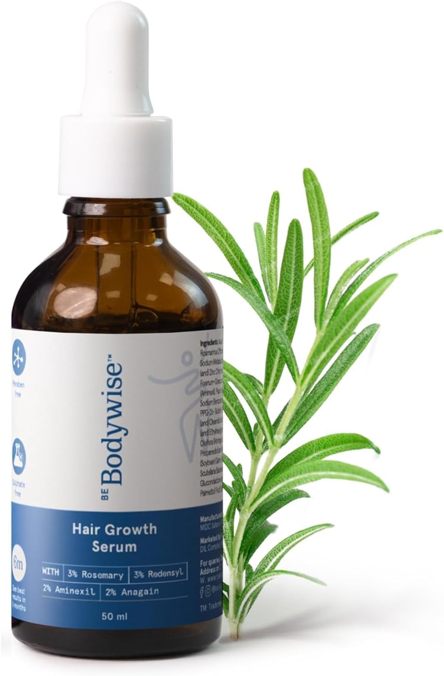 Be Bodywise Rosemary Hair Growth Serum (Roll On) Promotes Hair Growth, Stimulates Hair Follicles 3% Rosemary, 3% Redensyl & 2% Anagain Hair Fall Control SerumI Women & Men All Hair Types 25 ml โ image 7