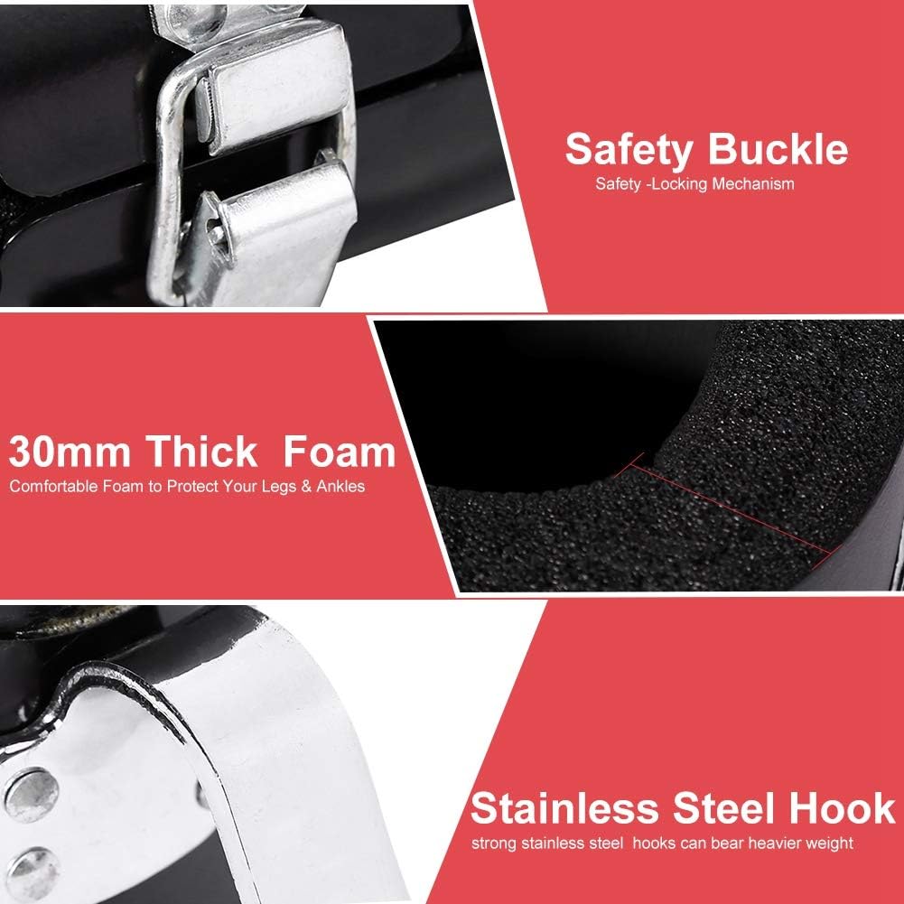 Hanging Pull Up Boots,1 Pair Black Anti Gravity Inversion Hang Up Boots Therapy Gym Fitness Physio Hang Spine Posture with Comfortable Foam Padding and Safe Locking Clips – image 6