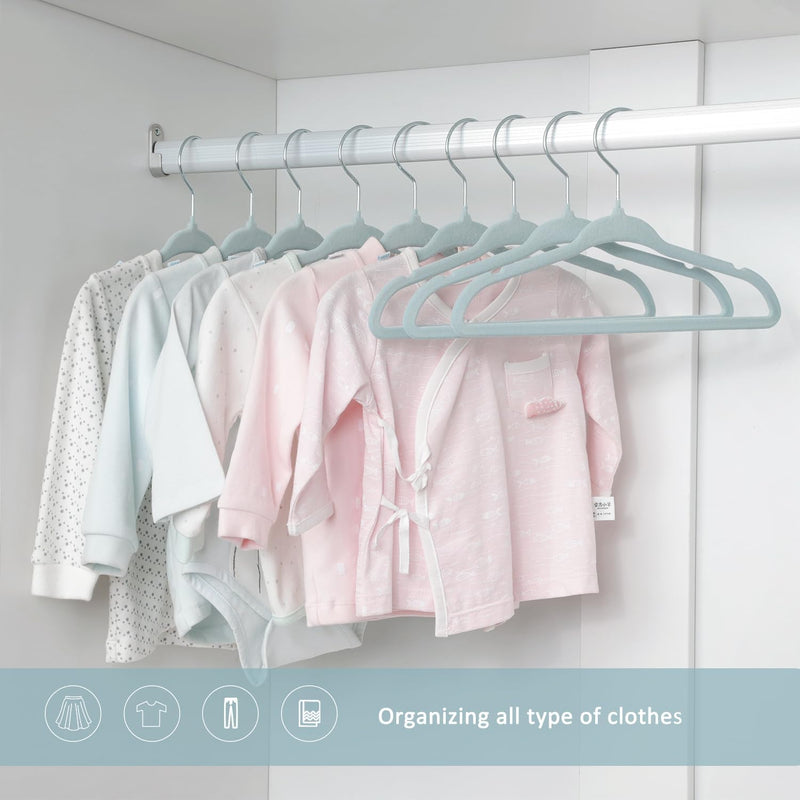 ManGotree Baby Velvet Clothes Hangers, Kids Toddler Children's Hangers for Clothes Space Saving Non-Slip (30 Pack, White)