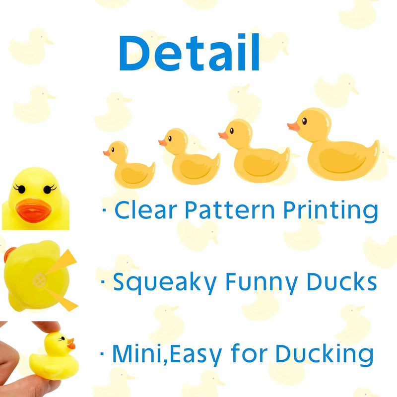 IEDASING'S CHOICE Rubber Ducks 100pcs, Mini Squeak Ducks Float for Baby Shower, Bath Time Fun, Car Ducking, Kids Birthday Party Favors, Game Gifts(1.57 x 1.57 x 1.2Inch, Yellow)