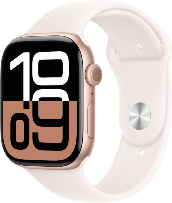 Apple Watch Series 10 GPS 46 mm Smartwatch with Jet Black Aluminium Case with Black Sport Band - M/L. Fitness Tracker, ECG App, Always-On Retina Display, Water Resistant