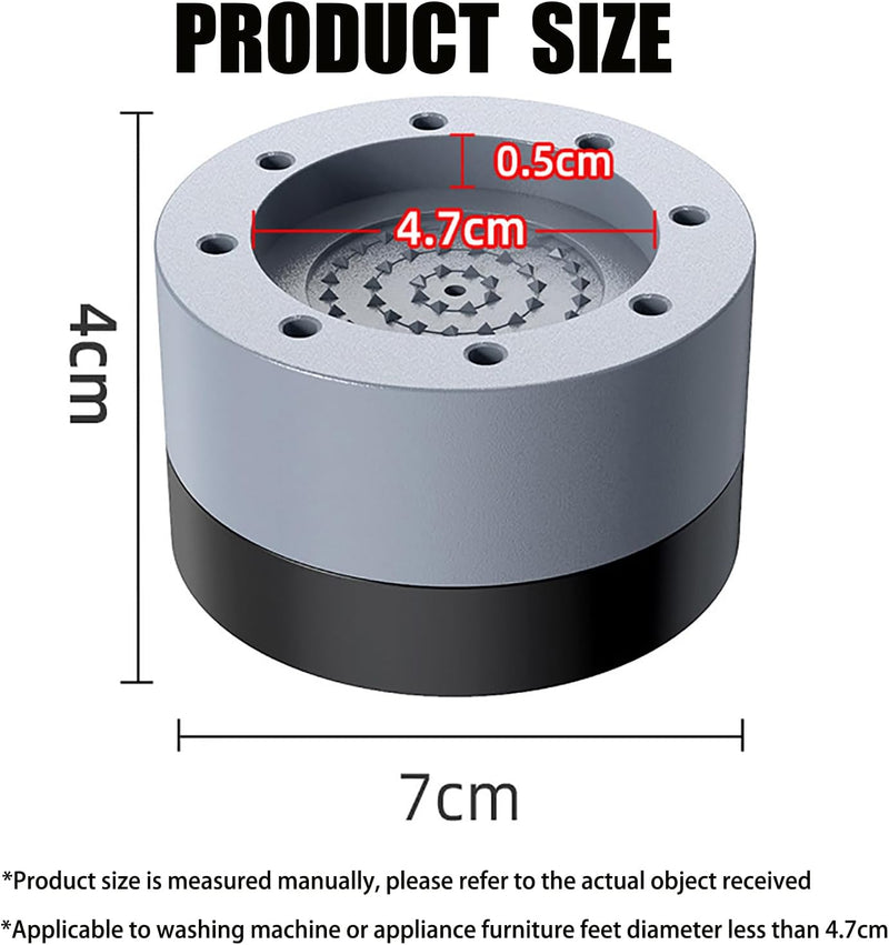 Jidyllic Washing Machine Rubber Feet Pads,4 Pcs Universal Anti Vibration Washing Machine Mat Slip Noise Cancelling Anti Vibration Mat for Washing Machine and Dryer Dishwasher(Gray)