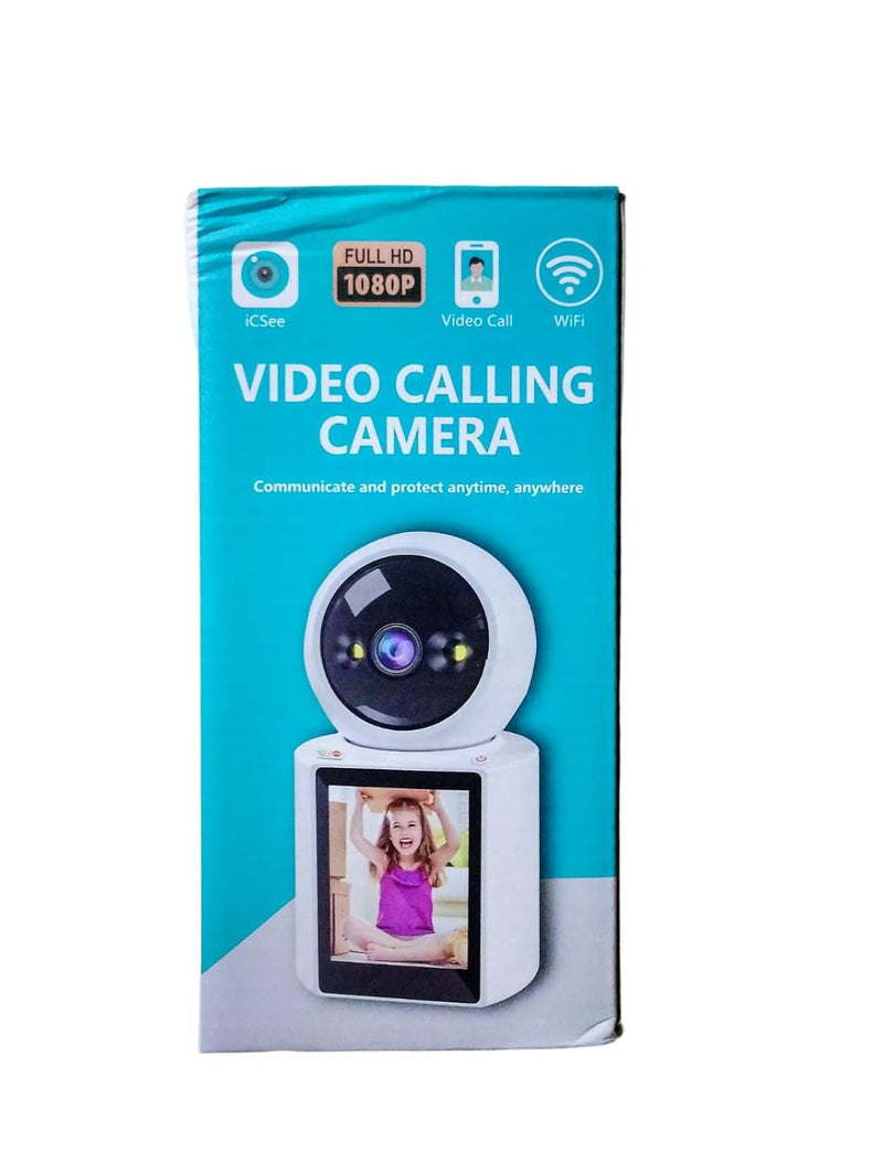 High Resulation Two-Way Indor WiFi Video Calling Camera With Loud Speaker, Smart Home Security,1080p Full HD 2.8" Display Screen With 360° View,For Home,Appartment,small shop & Office Sequrity.
