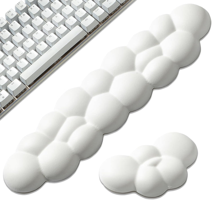 Leolee Keyboard Cloud Wrist Rest & Mouse Wrist Rest Set, White Cloud Wrist Rest w/ Leather Surface Non-Slip Base Cloud Palm Rest Relieve Wrist & Arm Pain PC Gaming/Office/Computer/Laptop(CD001)
