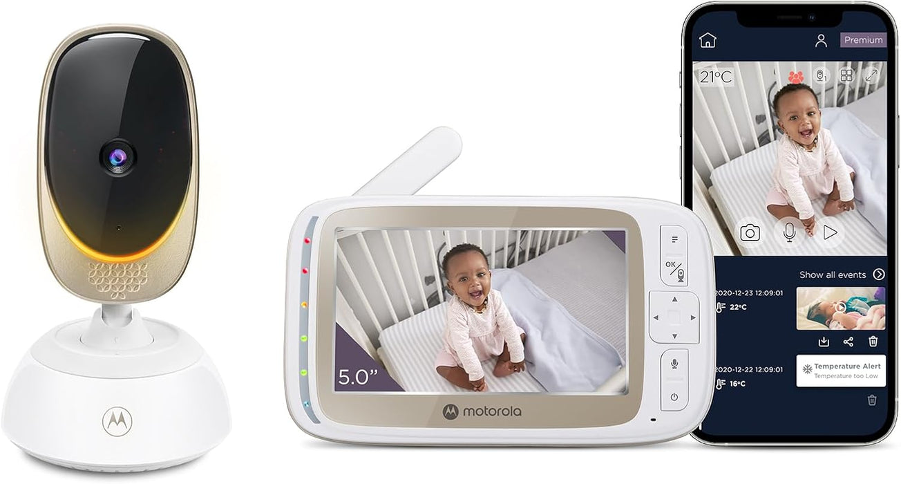 Motorola Nursery Baby 501278604014 Comfort 85 Connect Video Baby Monitor with Pan and Zoom Function, Wi-Fi, 5.0 Inch Colour Display, Infrared Night Vision, 2-Way Audio and Temperature Sensor, White