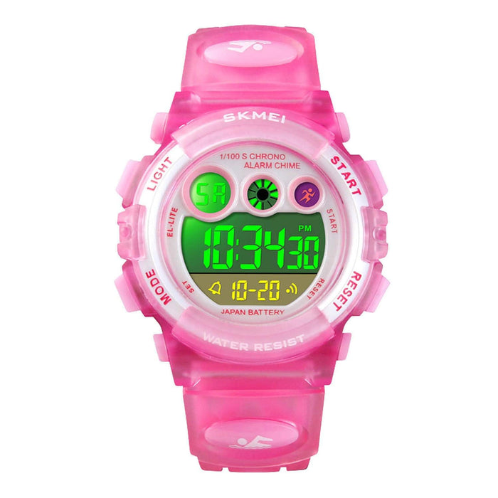 KASTWAVE Kids Digital Sport Watch for Boys Girls, Kid Waterproof Electronic Multi Function Casual Outdoor Watches, 7 Colorful LED Luminous Alarm Stopwatch Wristwatch, Pink