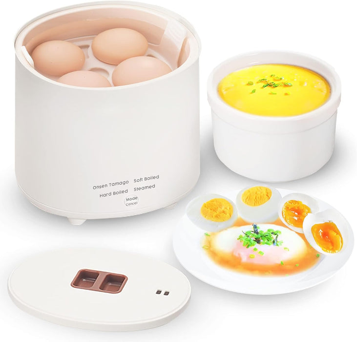 KASTWAVE Rapid Egg Cooker - Electric With Auto Shut Off and Alarm, Mini for Steamed, Hard Boiled, Soft Boiled Eggs and Onsen Tamago - Boiler for Home Kitchen